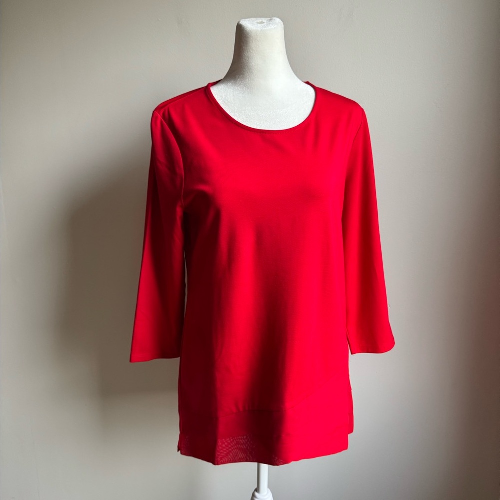 NWT Chico’s‎ Women’s Tulip Hem Blouse 3/4 Sleeve Red Size 0